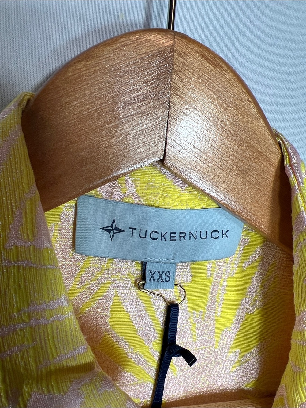 Tuckernuck Yellow/Pale Pink Jacquard Culebra Tunic Caftan Dress XXS NWT! - Picture 3 of 11